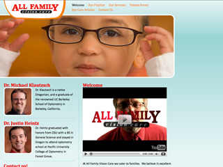 New design for All Family Vision Care website